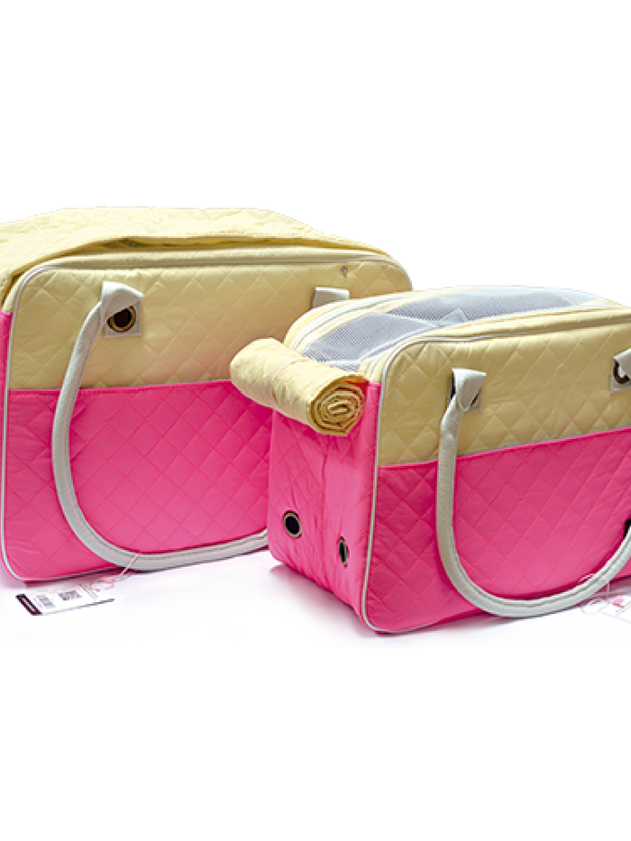 Bolso para Transportar Mascotas Rosado con Beige